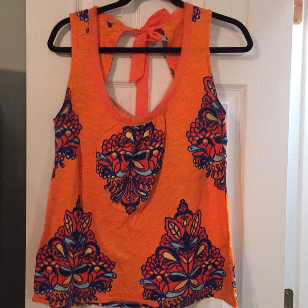 Orange Pattern Tank Top